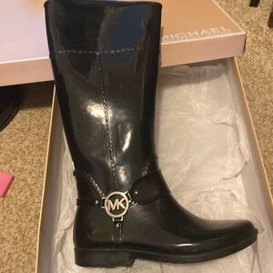 Michael kors tall riding rain boot black size 8